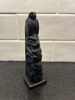 Vintage Boma Canada Black Carved Totem Sculpture